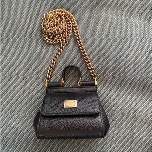 Dolce & Gabbana Black and Gold Mini Miss Sicily bag